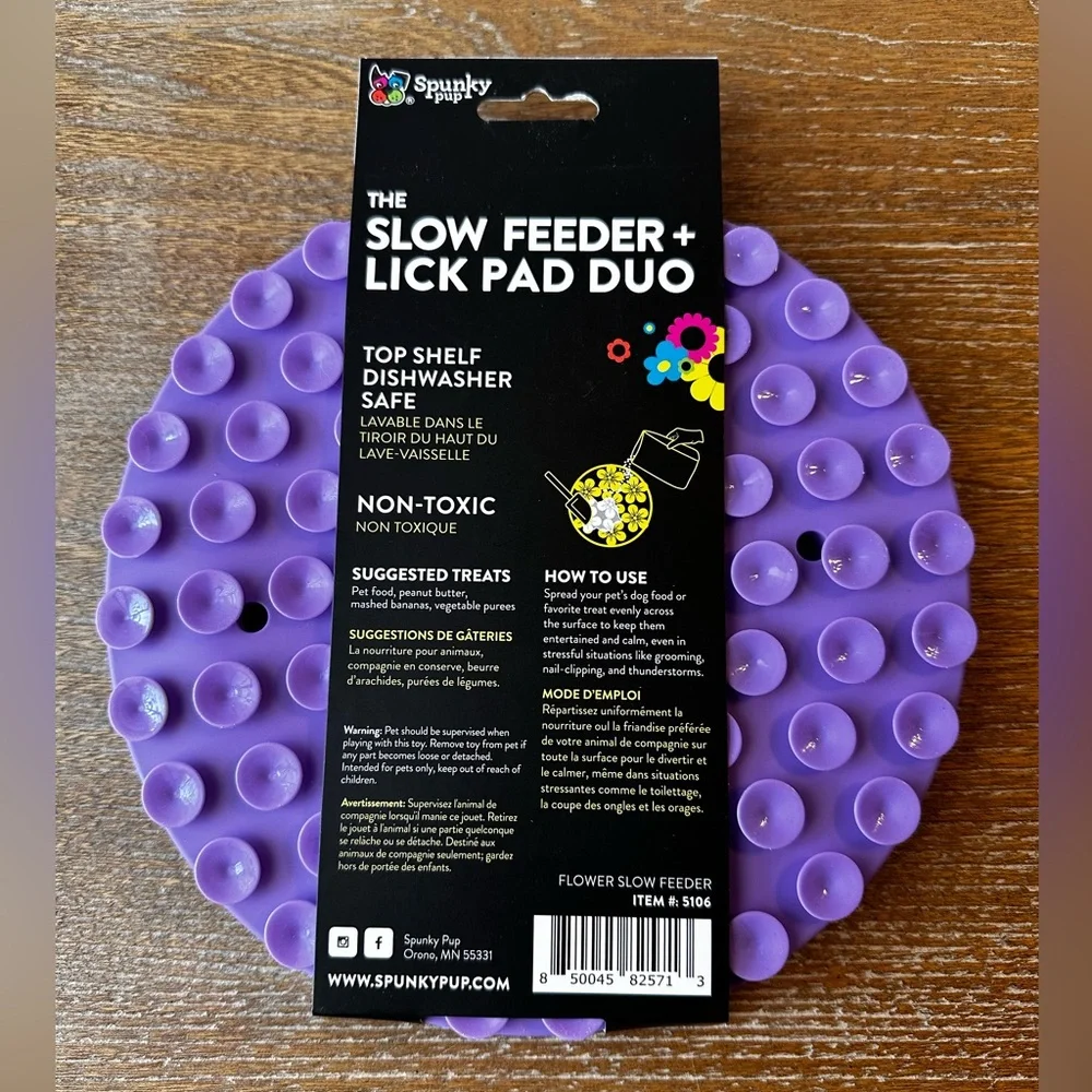 Set of 2 Pink and Purple Slow Feeder + Lick Pad Duo